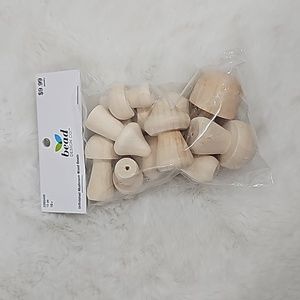 Bead Design Unfinished Mushroom Wood Beads 10pc